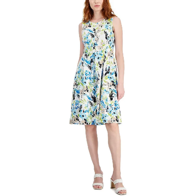 Kasper Womens Linen Knee-Length Mini Dress Classic Striped Mini Dress
