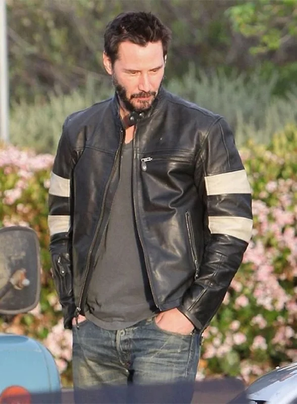 Keanu Reeves Leather Jacket | Men Celebrity Jacket | Celebrity Leather Jacket | Premium Motorcycle Leather Jacket Plaid Jacket Tartan Jacket Houndstooth Jacket
