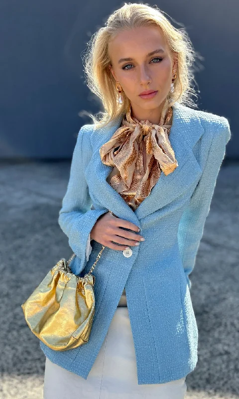 KITX Stardust Wool Jacket - SkyBlue Striped Jacket Polka Dot Jacket Floral Jacket