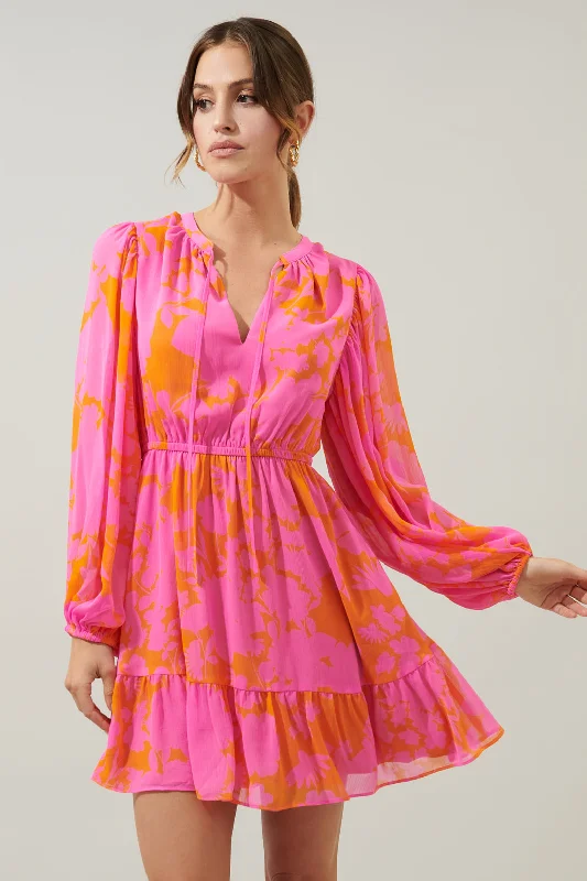 Lava Flow Paxton Balloon Sleeve Mini Dress Chic Halter Mini Dress
