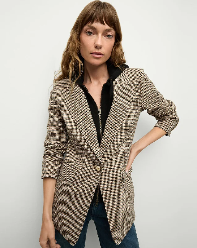 Livvy Houndstooth Dickey Jacket Belted Jacket Elasticated Jacket Padded Jacket