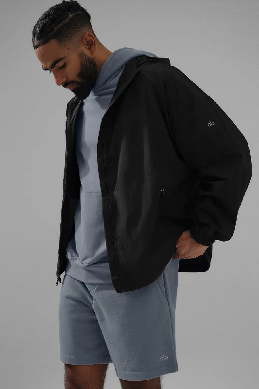 Vantage Nylon Ripstop Track Jacket - Black Knit Jacket Woven Jacket Fleece Jacket