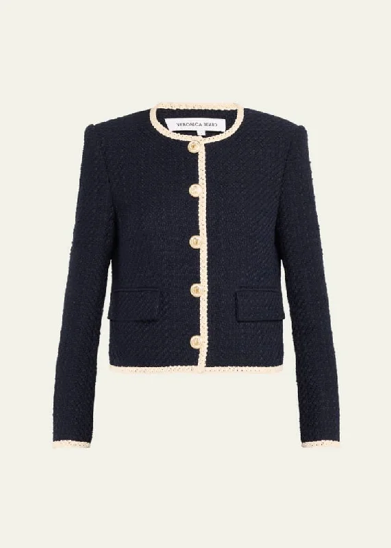 Mabel Cotton Jacket In Navy Wool Jacket Cashmere Jacket Tweed Jacket