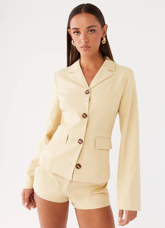 Mercury Fitted Jacket - Butter Denim Fabric Leather Fabric Suede Fabric