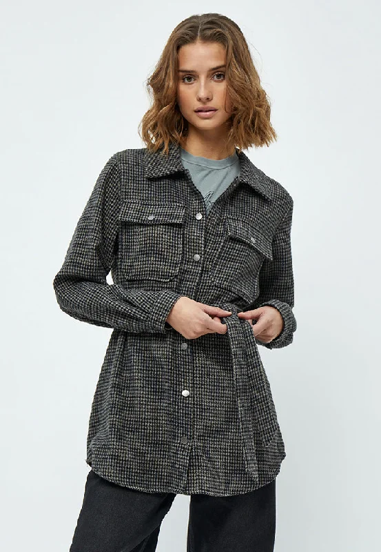 MSMinja Jacket - Slate Brown Checked Rayon Fabric Velvet Fabric Corduroy Fabric