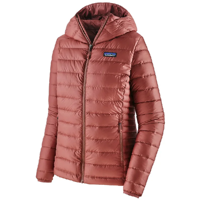 Patagonia Womens Down Sweater Hooded Jacket Welt Pockets Slit Pockets Flap Pockets