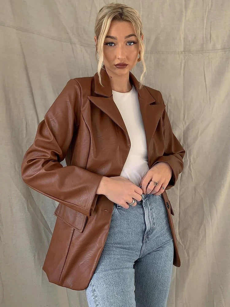 PU Leather Y2K Motorcycle Autumn Winter High Street Casual Black Faux Jacket A-Line Jacket Boat Neck Shawl Collar PU Leather Y2K Motorcycle Autumn Winter High Street Casual Black Faux Jacket A-Line Jacket Boat Neck Shawl Collar