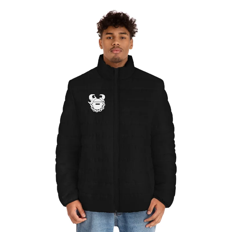 Puffer Jacket - Black Tiered Jacket Buttoned Jacket Zippered Jacket