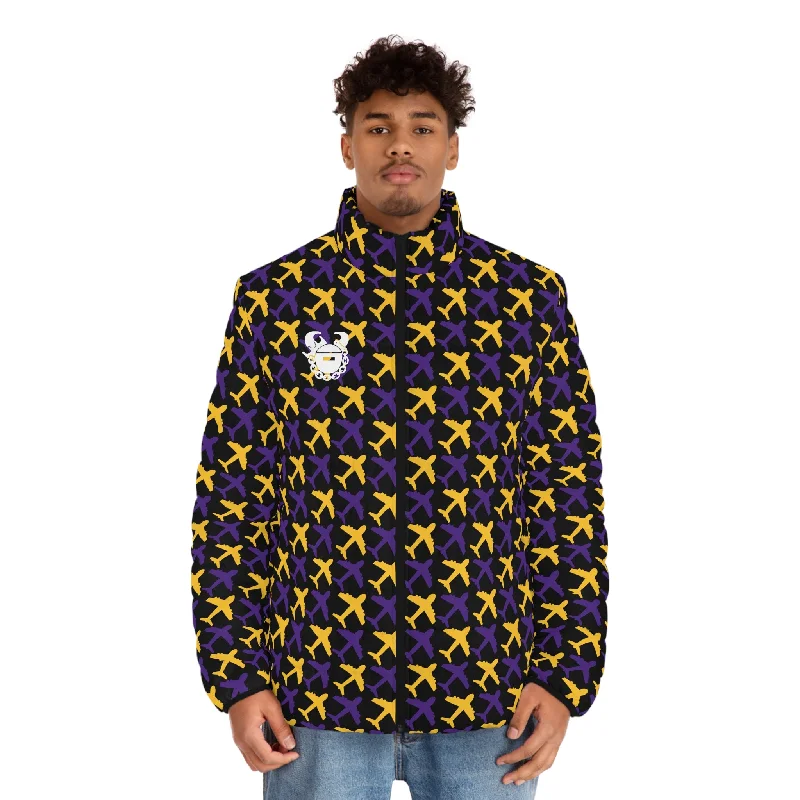 Puffer Jacket - Jet Planes, Black Hoodie Zip-Up Jacket Button-Up Jacket