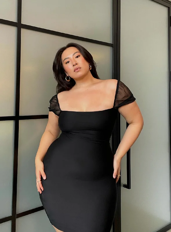 Charvi Mini Dress Black Curve Chic Pleated Mini Dress