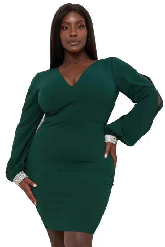 Rhinestone Cuffs Plus Size Mini Dress Fashionable Denim Mini Dress