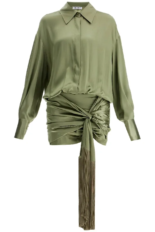silk satin mini dress in 247WCA307S012 SAGE GREEN Cozy Satin Mini Dress