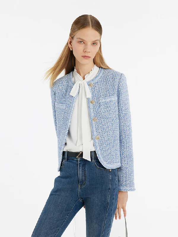 Single-Breasted Round Neck Women Jacket Nylon Jacket Polyester Jacket Spandex Jacket Single-Breasted Round Neck Women Jacket Nylon Jacket Polyester Jacket Spandex Jacket