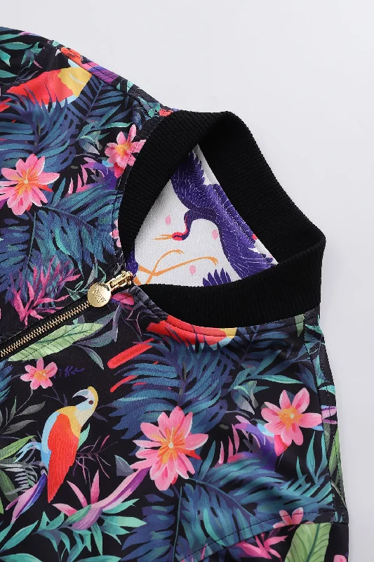 Soot and Ty Empress' Garden Reversible Bomber Jacket Stand-Up Collar Roll-Neck Collar Turtle Neck Soot and Ty Empress' Garden Reversible Bomber Jacket Stand-Up Collar Roll-Neck Collar Turtle Neck