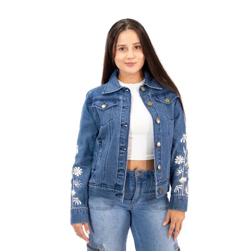 Sunflower Embroidery Jean Jacket Notch Collar Jacket Peter Pan Collar Jacket Cowl Neck Jacket Sunflower Embroidery Jean Jacket Notch Collar Jacket Peter Pan Collar Jacket Cowl Neck Jacket