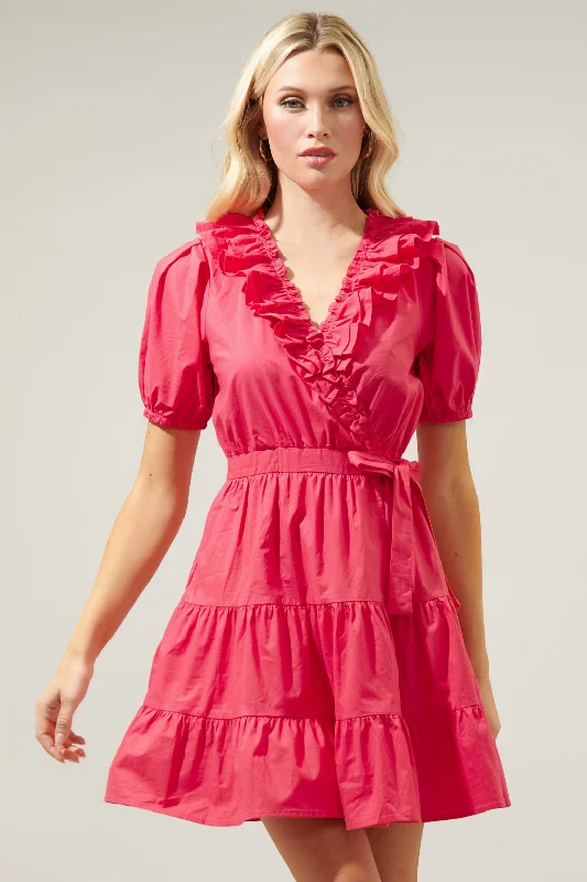 Sweet Enough Ruffle Surplice Mini Dress Stylish Floral Print Mini Dress