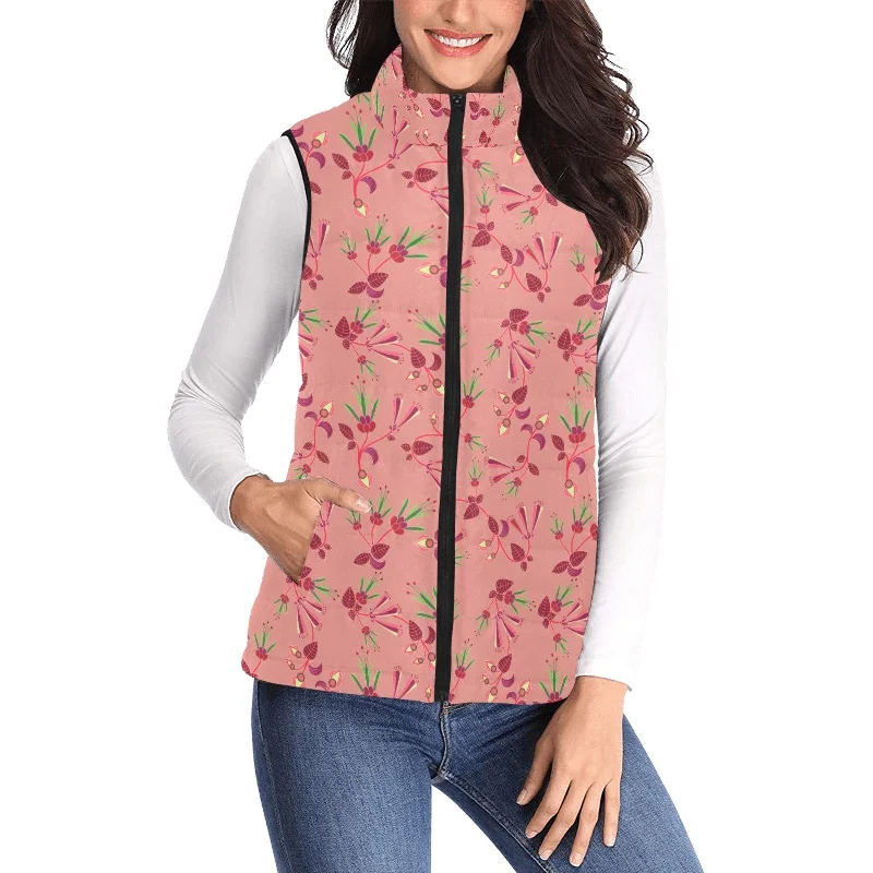Swift Floral Peach Rouge Remix Women's Padded Vest Jacket Tailored Jacket Straight Jacket A-Line Jacket Swift Floral Peach Rouge Remix Women's Padded Vest Jacket Tailored Jacket Straight Jacket A-Line Jacket