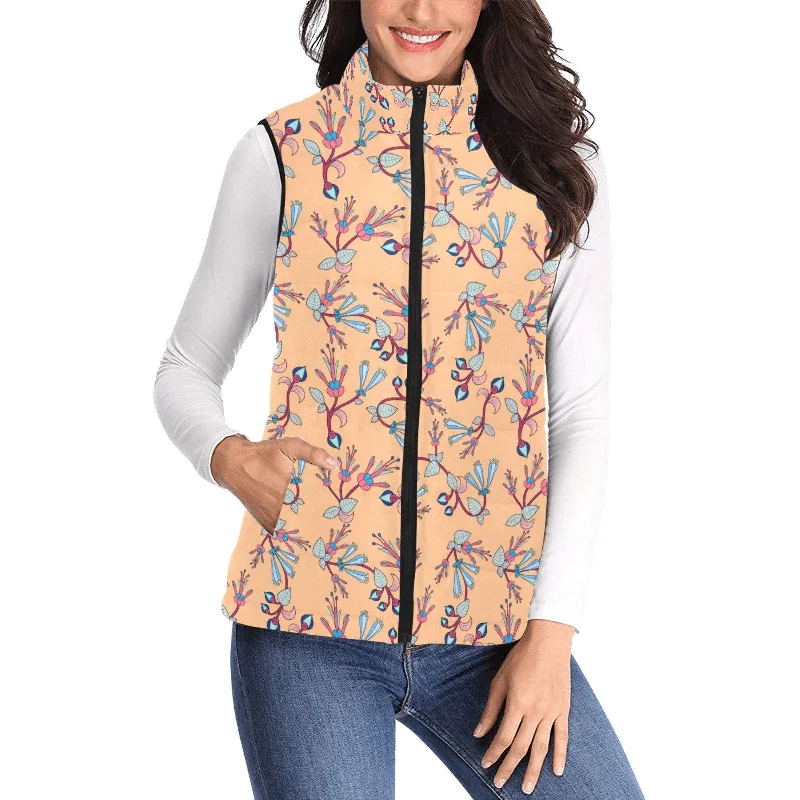 Swift Floral Peache Women's Padded Vest Jacket Nylon Fabric Polyester Fabric Spandex Fabric