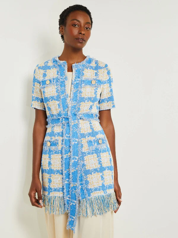 Tailored Fit Jacket - Windowpane Tweed Knit One-Shoulder Jacket Off-the-Shoulder Jacket Asymmetrical Jacket Tailored Fit Jacket - Windowpane Tweed Knit One-Shoulder Jacket Off-the-Shoulder Jacket Asymmetrical Jacket