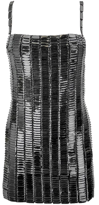 The Attico Rue Mini Dress in Black Elegant Mini Dress with Pleats