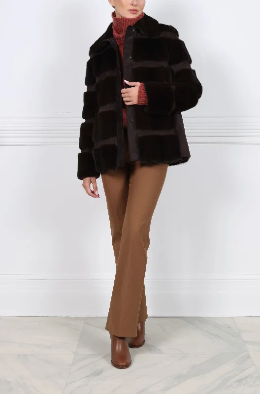 The Lodge  Mink Fur & Suede Jacket Nylon Fabric Polyester Fabric Spandex Fabric