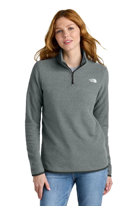 The North Face Womens Glacier Fleece 1/4 Zip Jacket - Heather Medium Grey - New Plaid Jacket Tartan Jacket Houndstooth Jacket