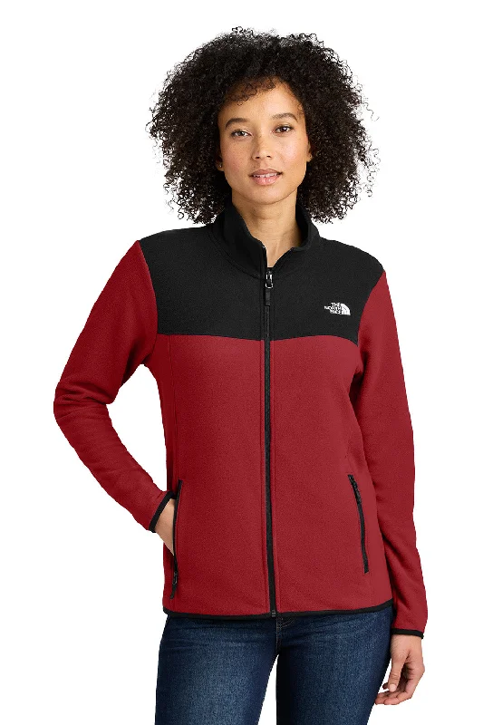 The North Face Womens Glacier Fleece Full Zip Jacket - Rage Red/Black - New Welt Pockets Slit Pockets Flap Pockets The North Face Womens Glacier Fleece Full Zip Jacket - Rage Red/Black - New Welt Pockets Slit Pockets Flap Pockets