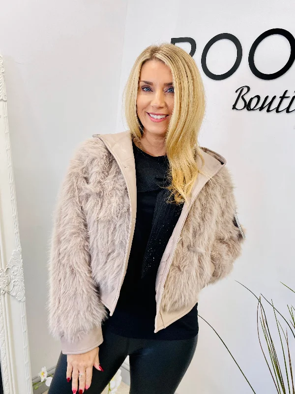 The YULETIDE faux fur jacket One-Shoulder Jacket Off-the-Shoulder Jacket Asymmetrical Jacket