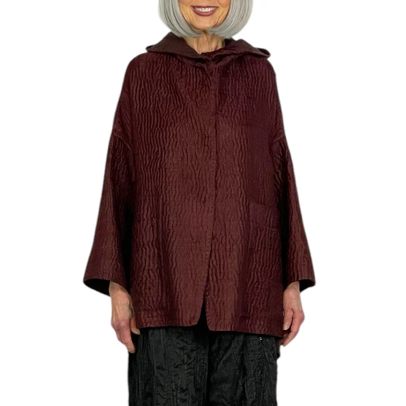 JACQUARD HOODIE PONCHO JACKET Satin Jacket Silk Jacket Chiffon Jacket