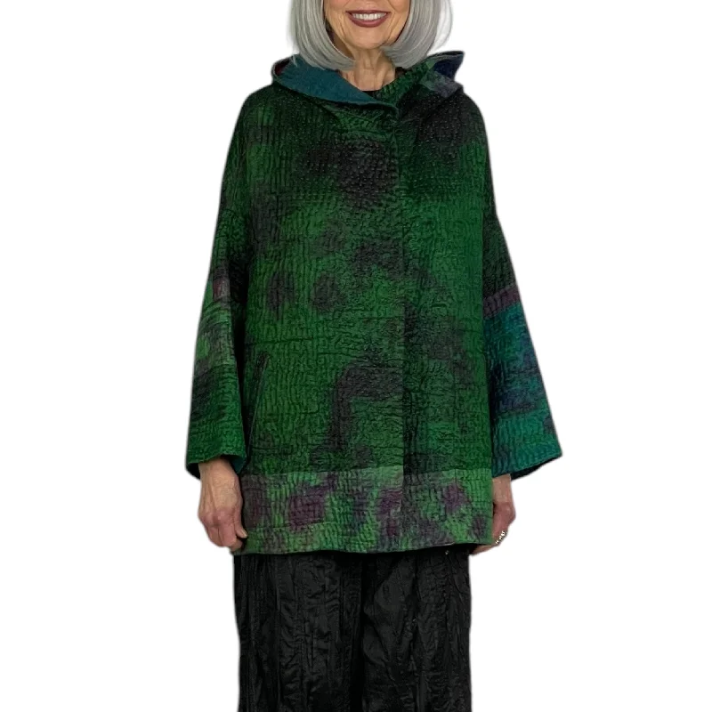 JACQUARD HOODIE PONCHO JACKET Knit Jacket Woven Jacket Fleece Jacket