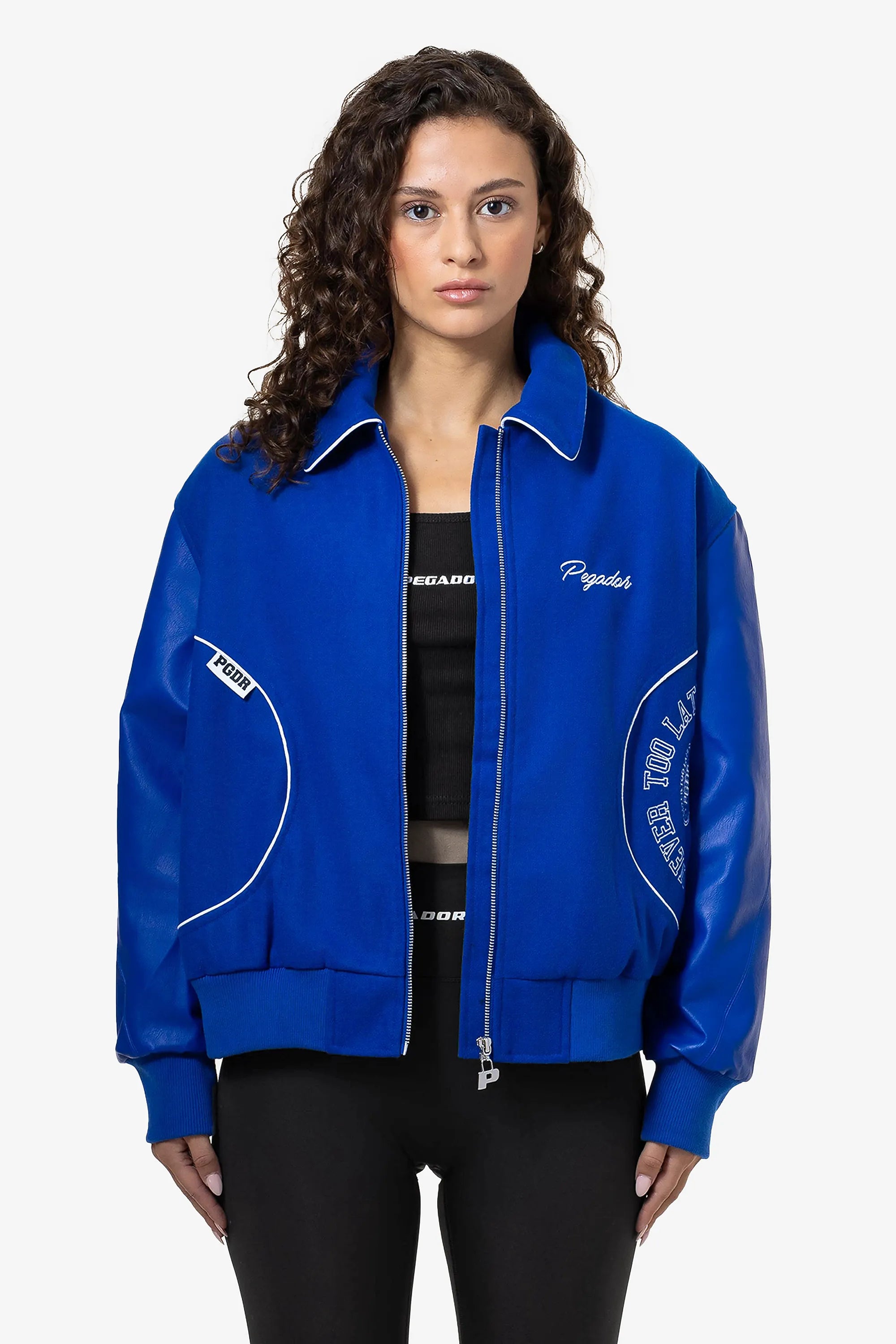 Tully College Jacket Material Mix True Blue Ribbed Jacket Pleated Jacket Ruffled Jacket Tully College Jacket Material Mix True Blue Ribbed Jacket Pleated Jacket Ruffled Jacket