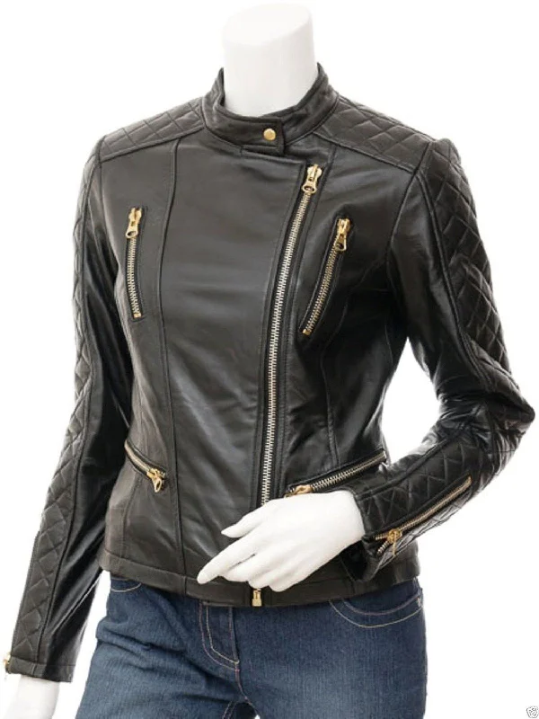 Women’s Quilted Leather Motorcycle Jacket WJ030 Lace Jacket Ribbed Jacket Sequined Jacket Women’s Quilted Leather Motorcycle Jacket WJ030 Lace Jacket Ribbed Jacket Sequined Jacket