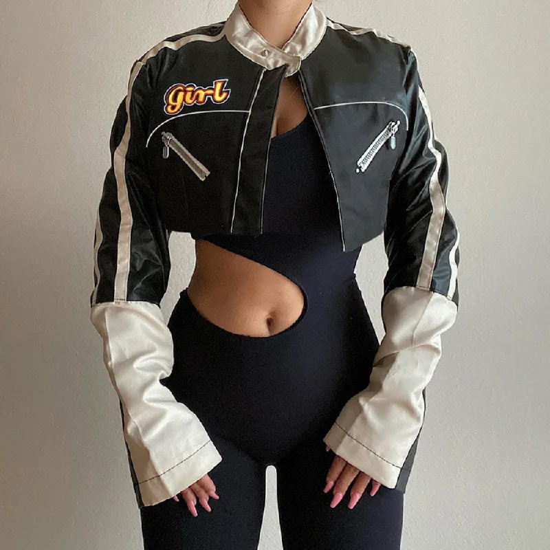 Women's American Street Cropped Jacket Mesh Jacket Canvas Jacket Denim Jacket