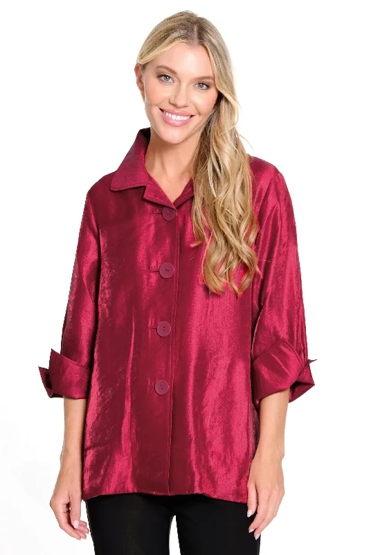 Woven Shimmer Jacket - Red Bomber Jacket Anorak Windbreaker