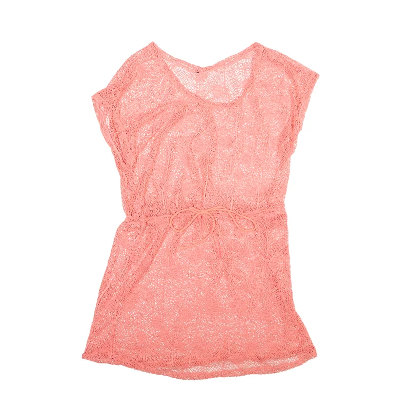 Y2K Beach Wear Crochet Mini Dress Pink Short Sleeve Short Womens UK 10 Stylish Ribbed Mini Dress Y2K Beach Wear Crochet Mini Dress Pink Short Sleeve Short Womens UK 10 Stylish Ribbed Mini Dress