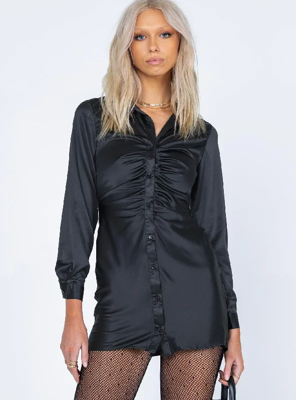 Zena Mini Dress Black Elegant Mini Dress with Ruffles
