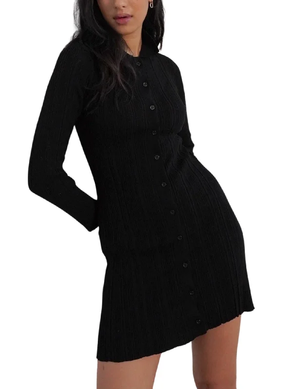 Leisure Knit Mini Dress - Black Classic Black Mini Dress