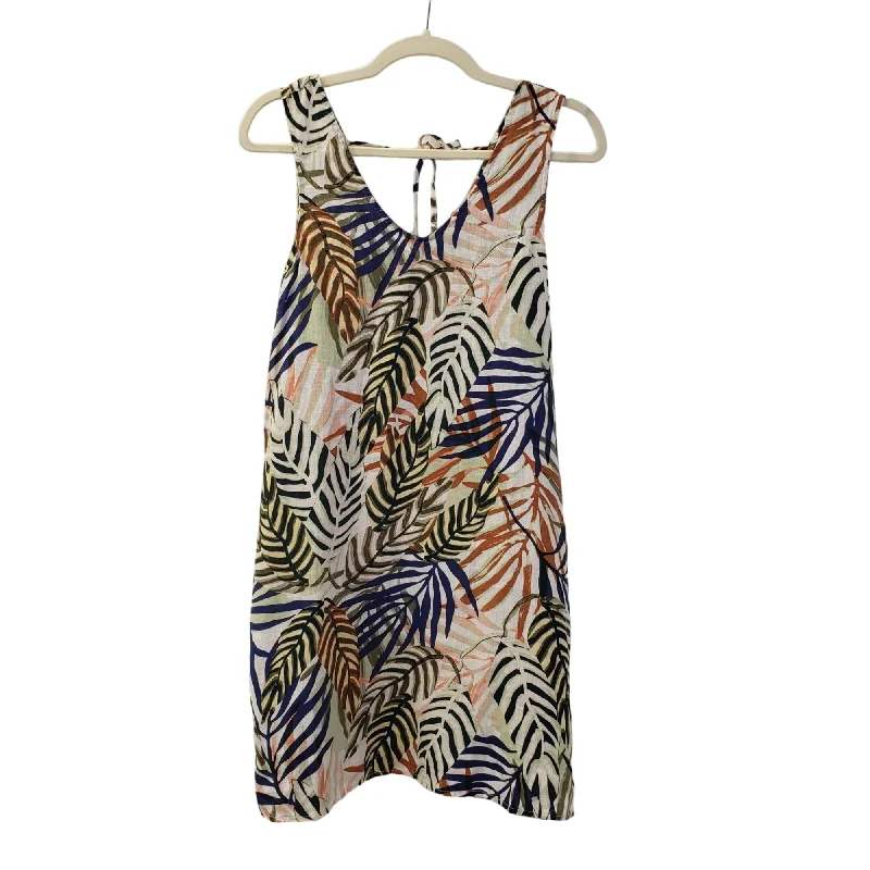 Tahari 100% Linen Tropical Print Mini Dress Size Small Cozy Long Sleeve Mini Dress