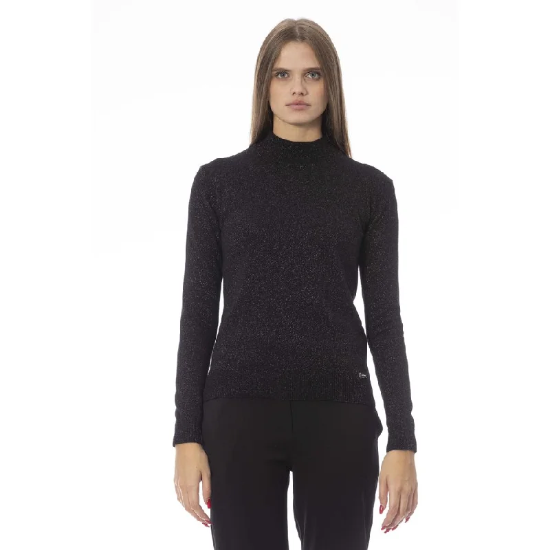 Baldinini Trend Black Cashmere Women Sweater Plaid Sweater Polka Dot Checkered
