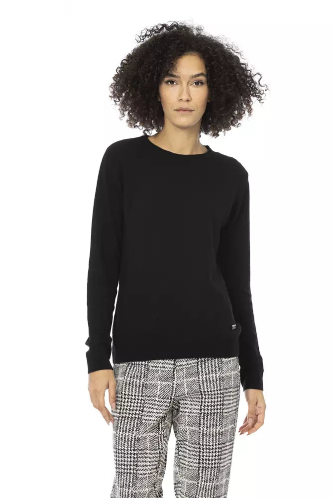 Baldinini Trend Black Wool Women Sweater Elegant Classic Vintage
