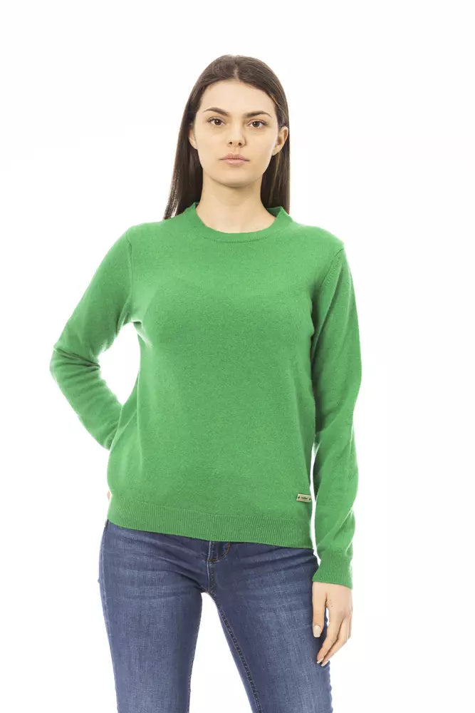 Baldinini Trend Green Wool Women Sweater Long Sweater Short Sweater Cropped Sweater