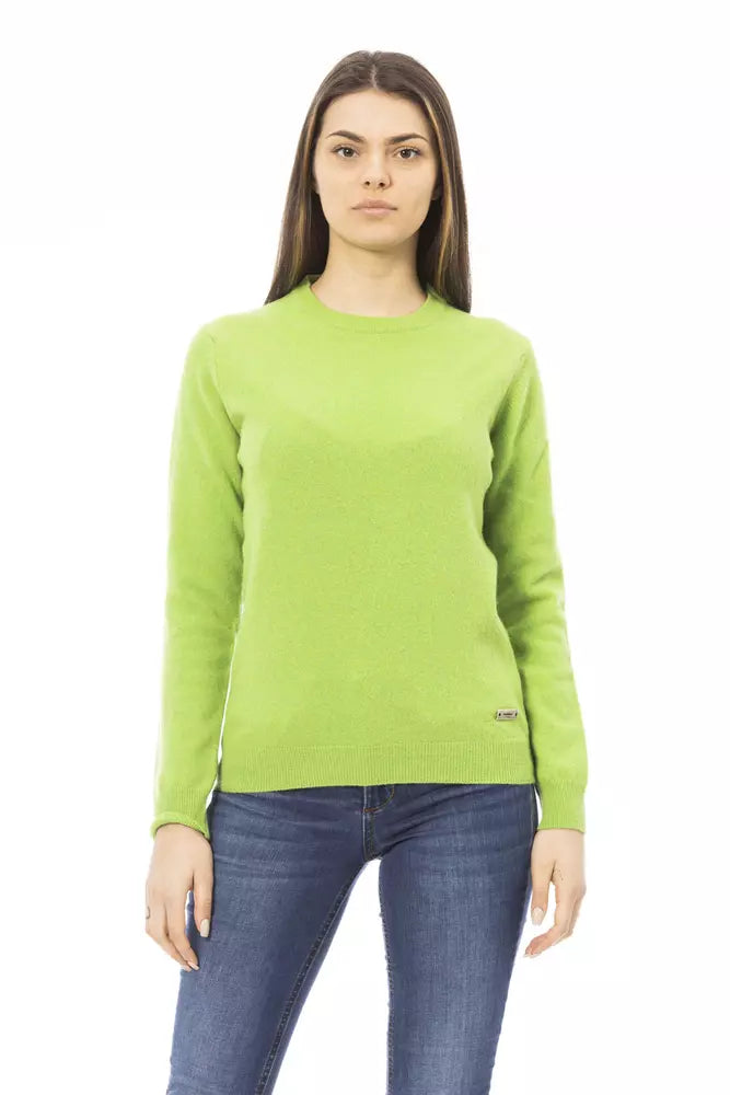 Baldinini Trend Green Wool Women Sweater Wool Fabric Cashmere Fabric Tweed Fabric