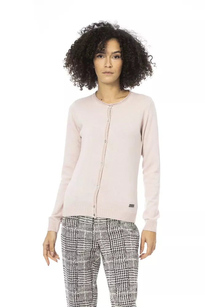Baldinini Trend Pink Wool Women Sweater Layered Multi-layer Single Layer