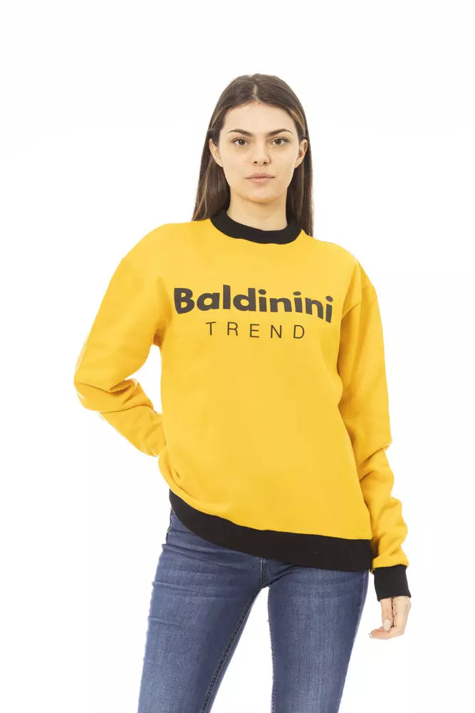 Baldinini Trend Yellow Cotton Women Sweater Herringbone Houndstooth Plaid