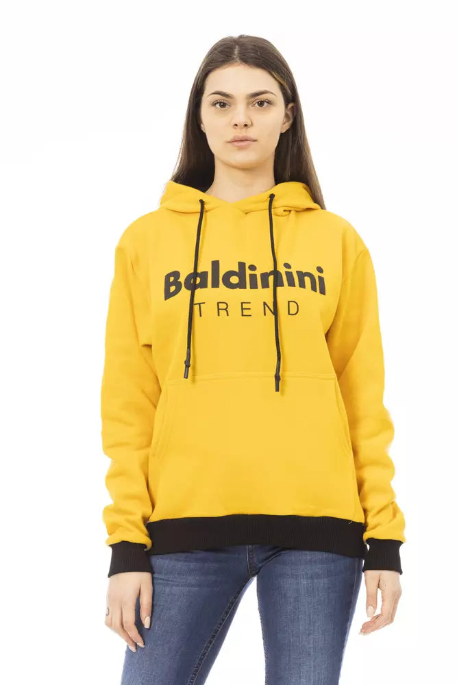 Baldinini Trend "Yellow Cotton Women Sweater" Boat Neck Shawl Collar Notched Collar