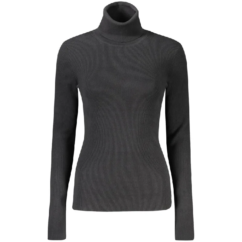 Calvin Klein Black Cotton Sweater Front Pockets Side Pockets Patch Pockets