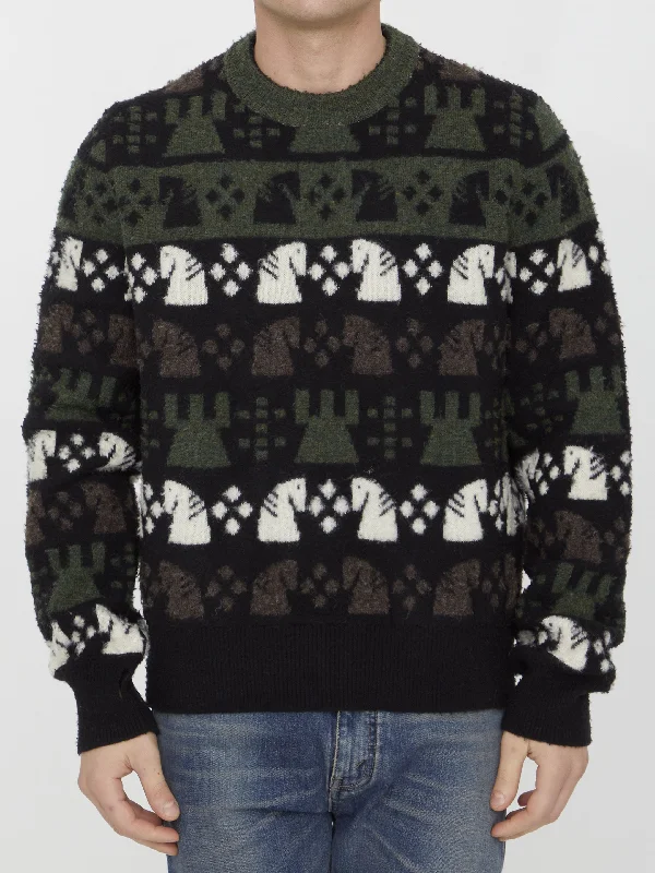 Chess Pattern Sweater Elegant Classic Vintage