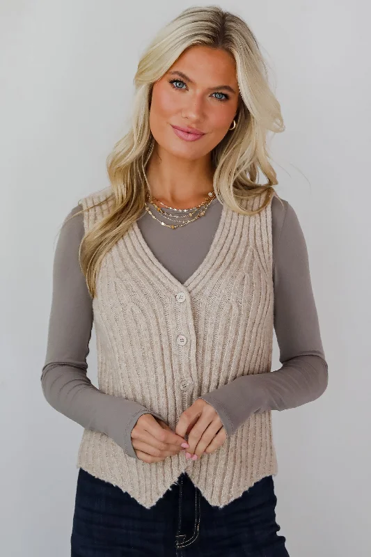 Composed Approach Taupe Sweater Vest Stylish Fashionable Trendy