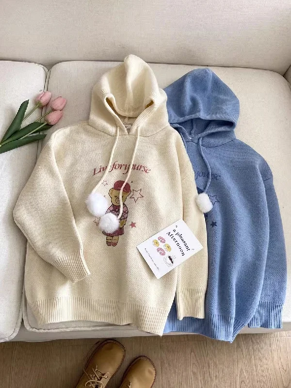 cute bear long-sleeved sweater     S4752 Modern Contemporary Chic