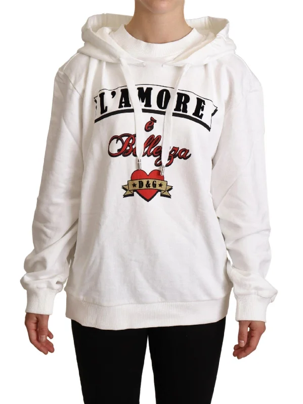 Dolce & Gabbana White L'Amore Motive Hooded Sweater Plaid Sweater Polka Dot Checkered Dolce & Gabbana White L'Amore Motive Hooded Sweater Plaid Sweater Polka Dot Checkered